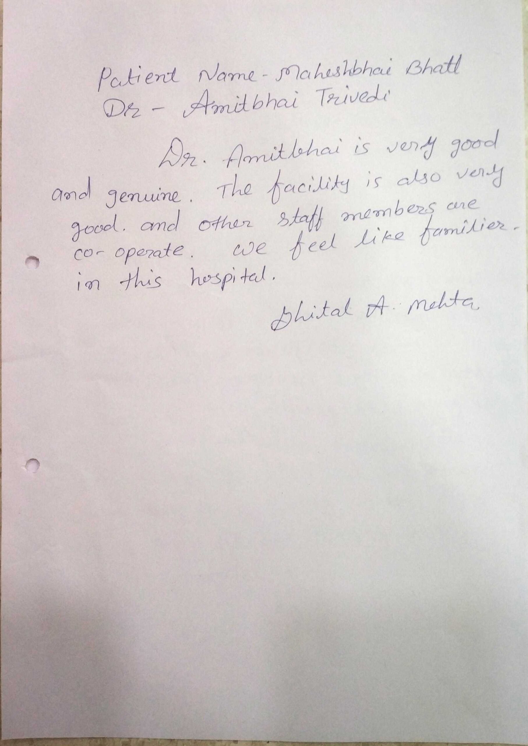 Patient's Testimonial